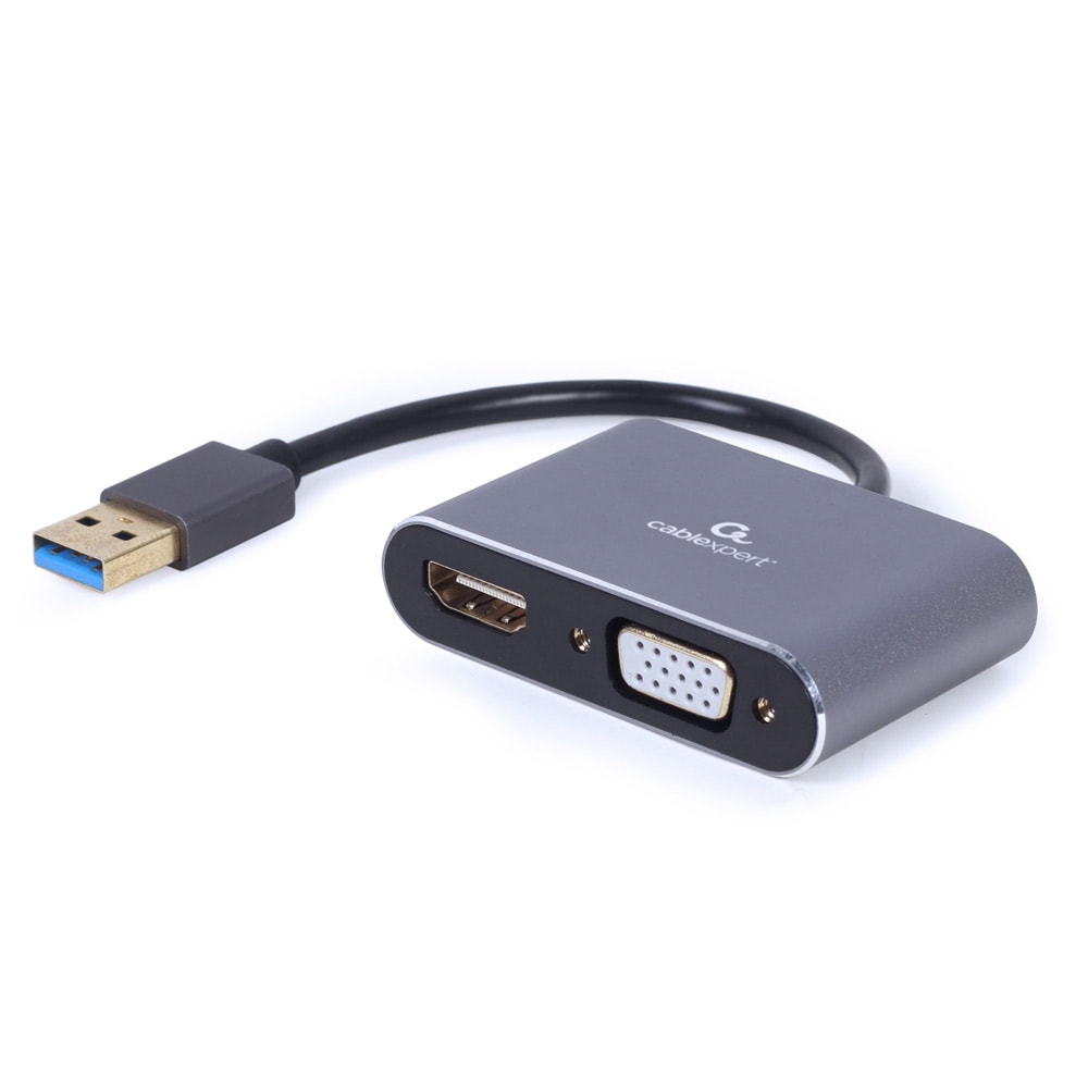 Kompakti USB-HDMI + VGA-kaapeli - 1080p 60Hz, USB-virta, space grey