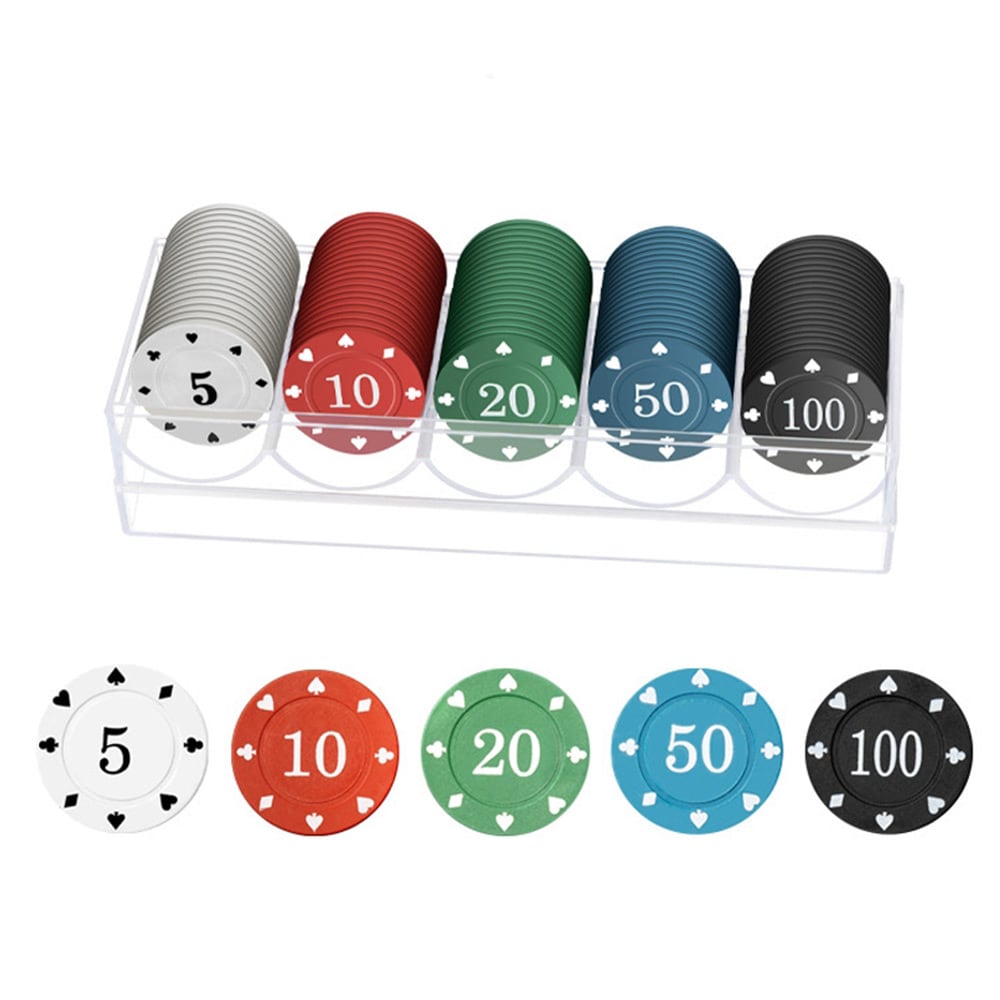 Pokerimerkit 5 eri nimellisarvoista 100-packia