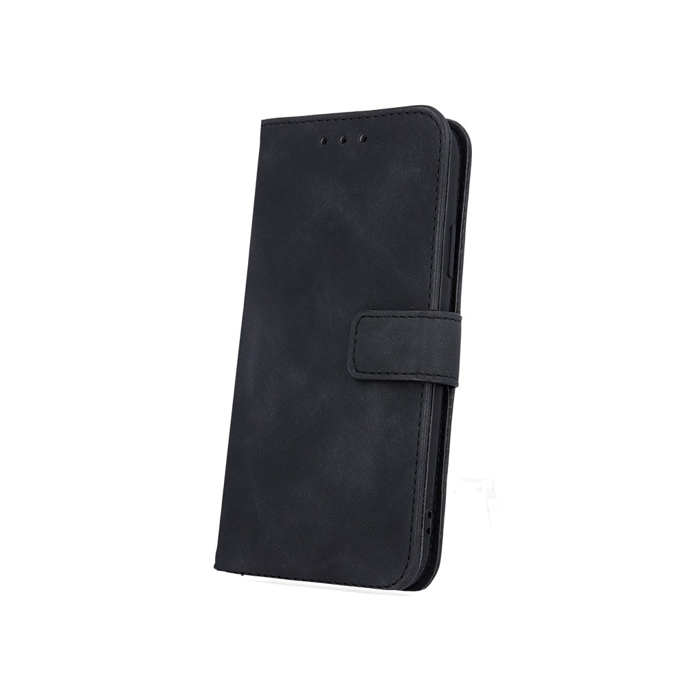 Velvet Flip Case jalustalla Samsung Galaxy A05s - musta