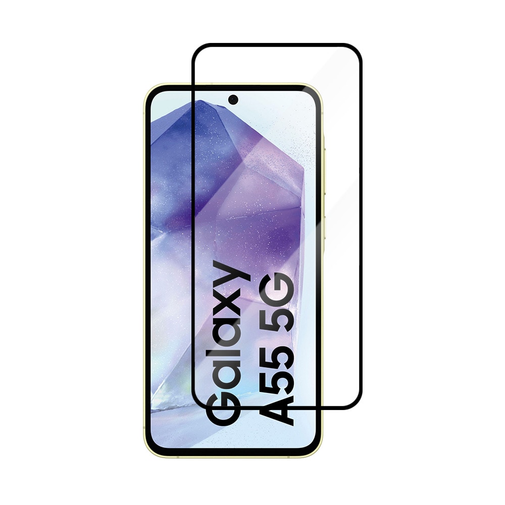 Karkaistu suojakalvo mustalla kehyksellä Samsung Galaxy A55:lle