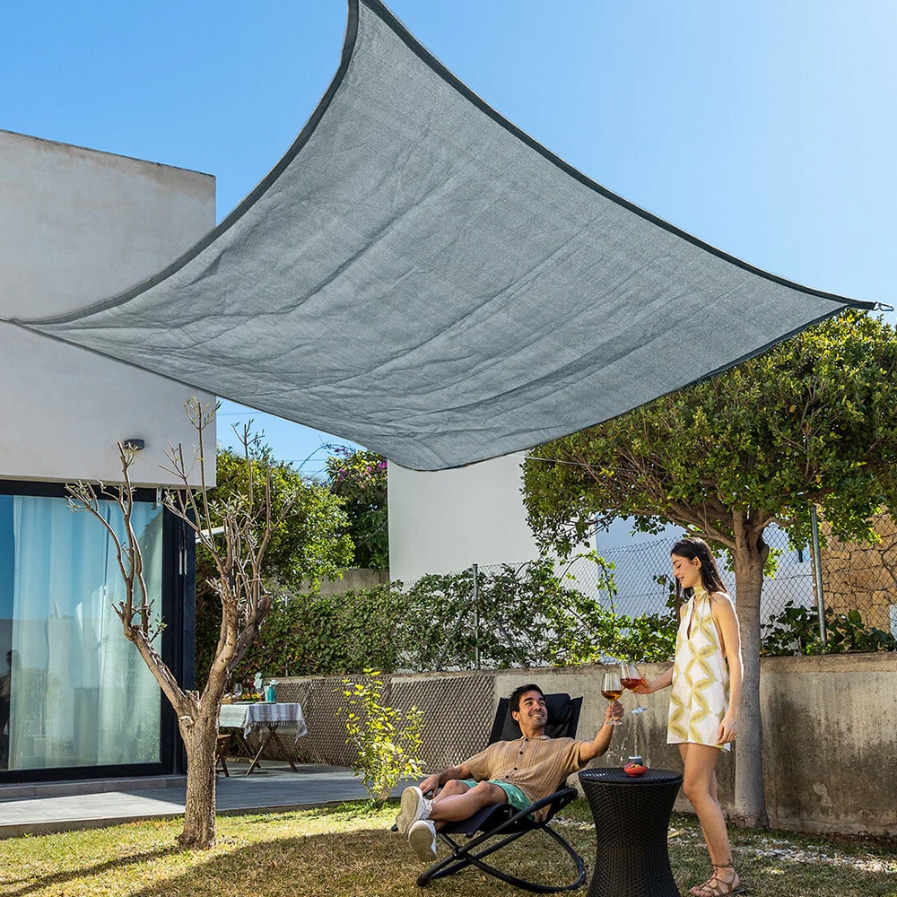 Suorakulmainen aurinkopurje UV-suojalla 2x3m - Harmaa