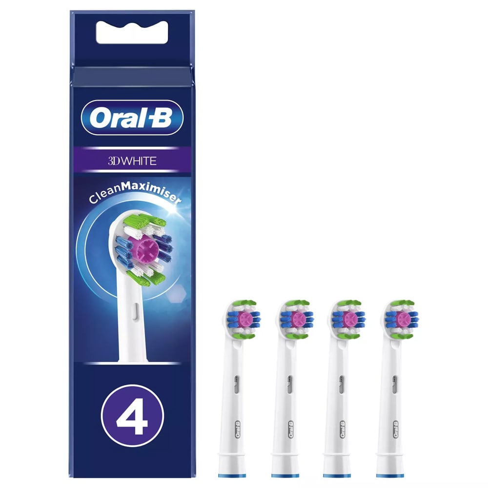 Oral-B 3D White -hammasharjan päät kiillotuskupilla ja CleanMaximiser-teknologialla EB18-4