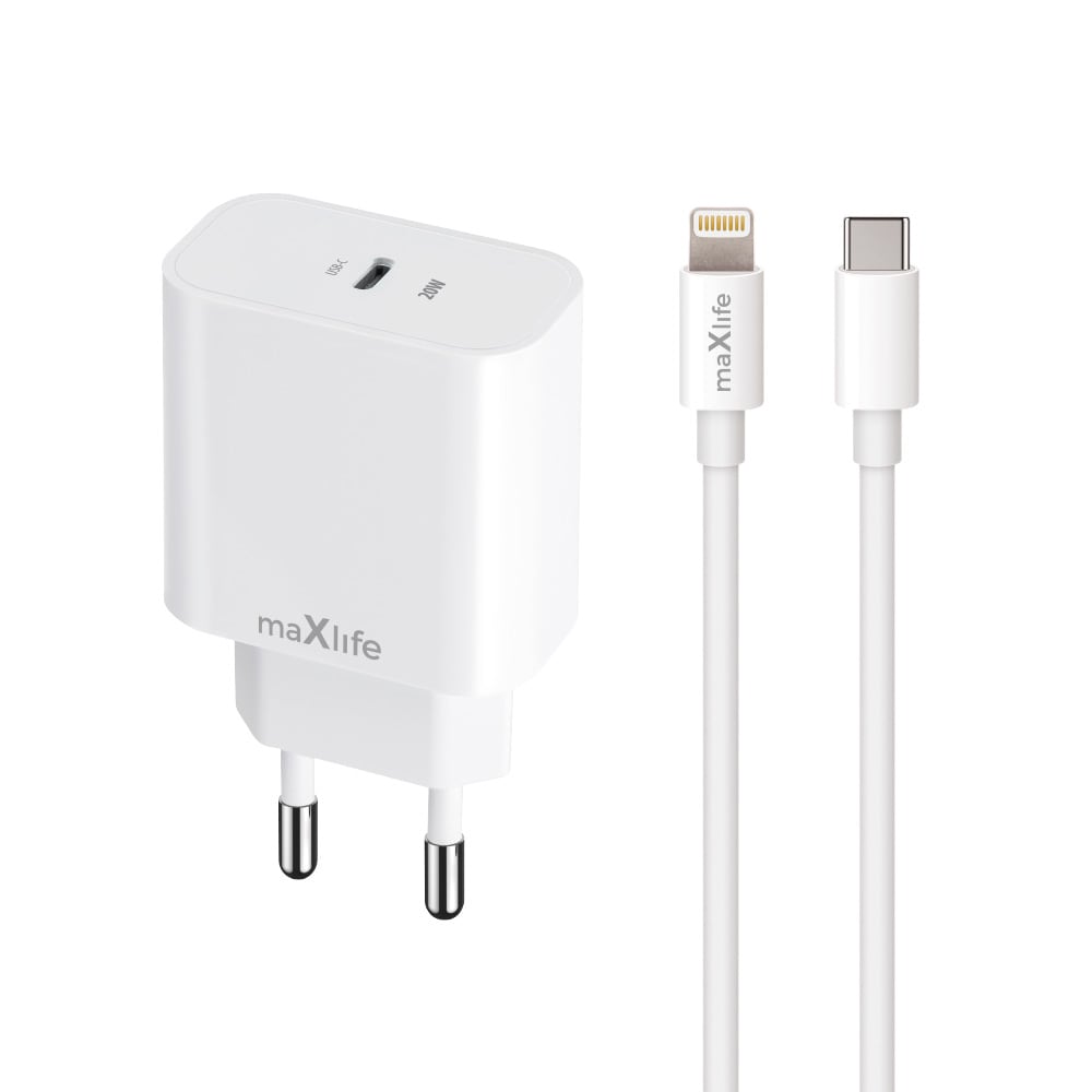 USB-laturi PD QC 20W, jossa on USB-C + Lightning-kaapeli