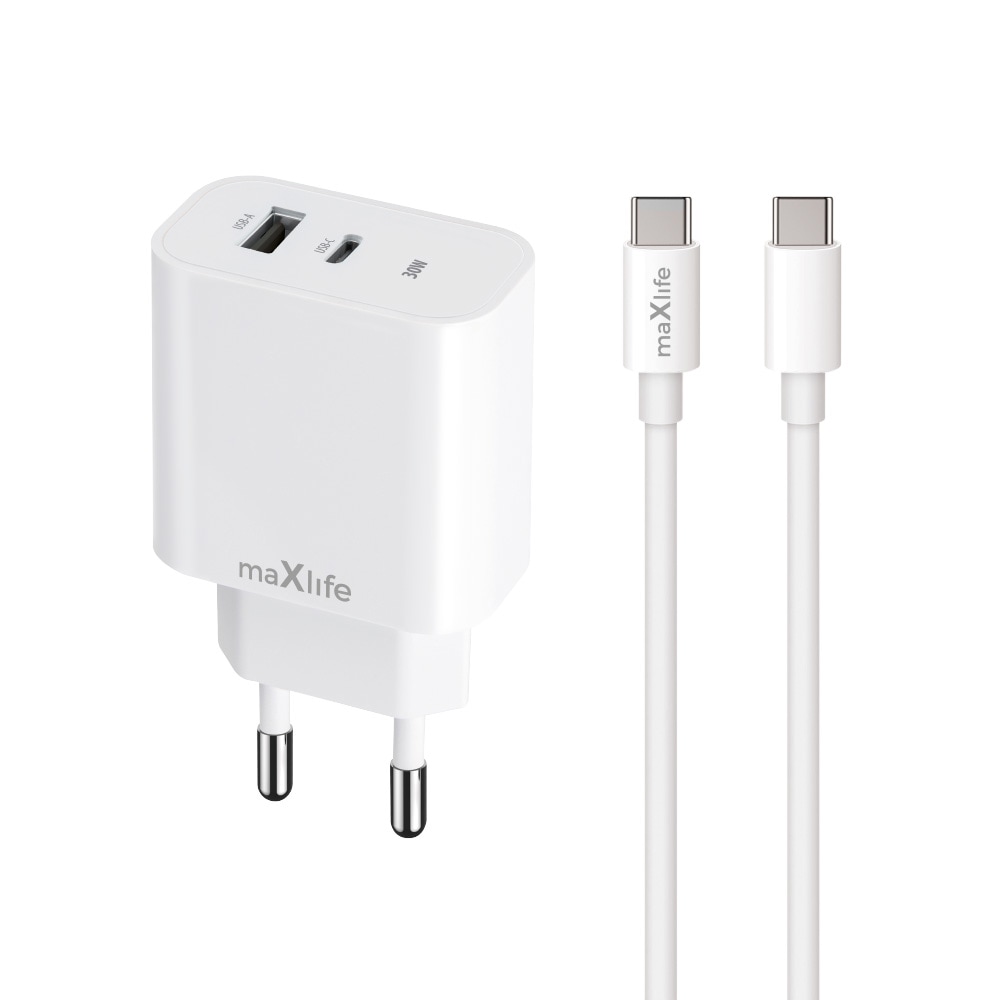 USB-laturi PD QC 30W USB ja USB-C + USB-C kaapeli 60W