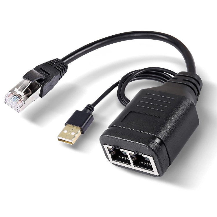 Ethernet-jakaja USB:llä 1 x uros - 2 x uros