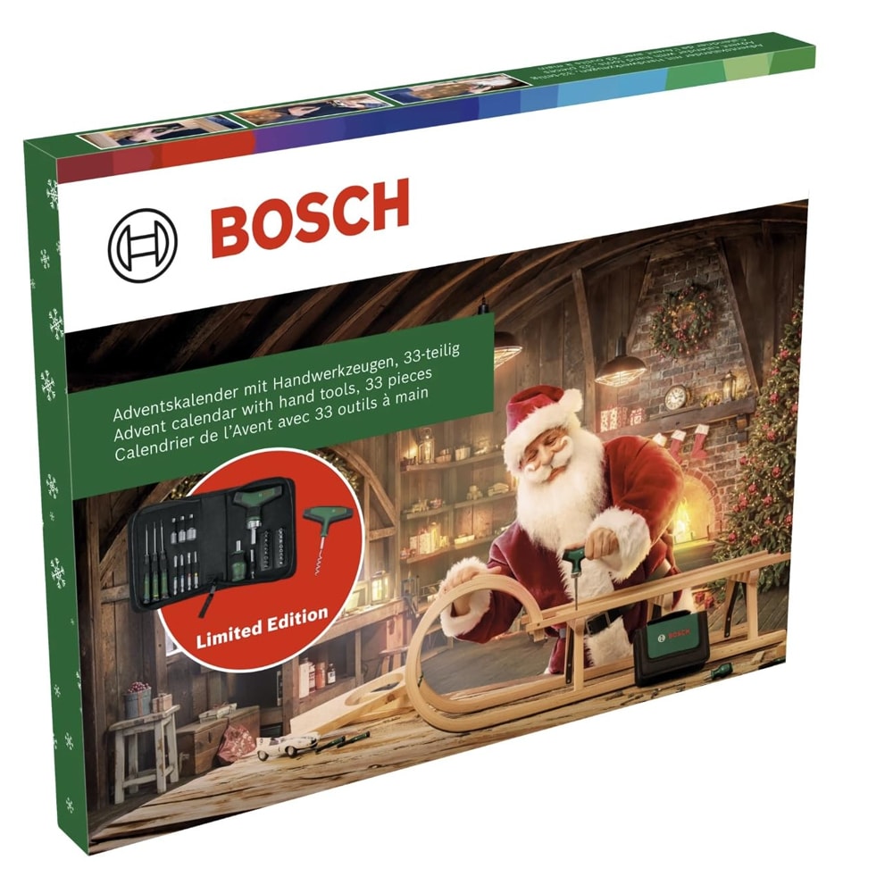 Boschin DIY- adventtikalenteri, jossa on 24 työkalua ja tarviketta