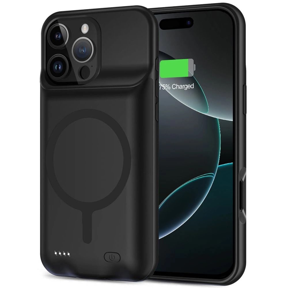 Tech-Protect PowerCase, jossa on Powerbank 7000mAh ja MagSafe iPhonelle 16 Pro - musta