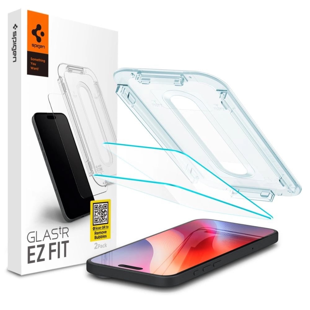 Spigen Glass TR EZ.Fit karkaistu näytönsuoja iPhone 16 Pro 2-pack 2-packiin