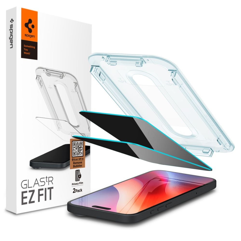 Spigen Glas.Tr Ez Fit yksityisyyden suoja iPhone 16 Pro 2-pack