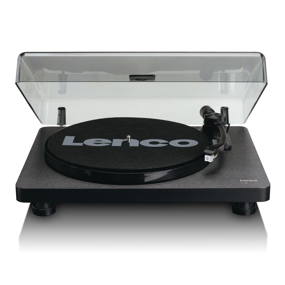 Lenco L-30BK levysoitin, jossa on USB-portti vinyylien digitointiin