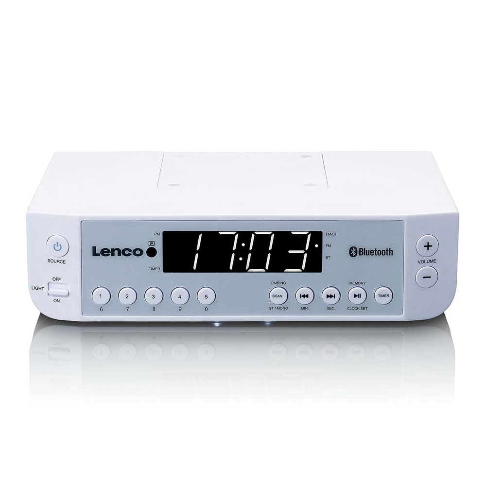 Lenco KCR-100 FM-radio bluetoothilla ja LED-näytöllä - valkoinen