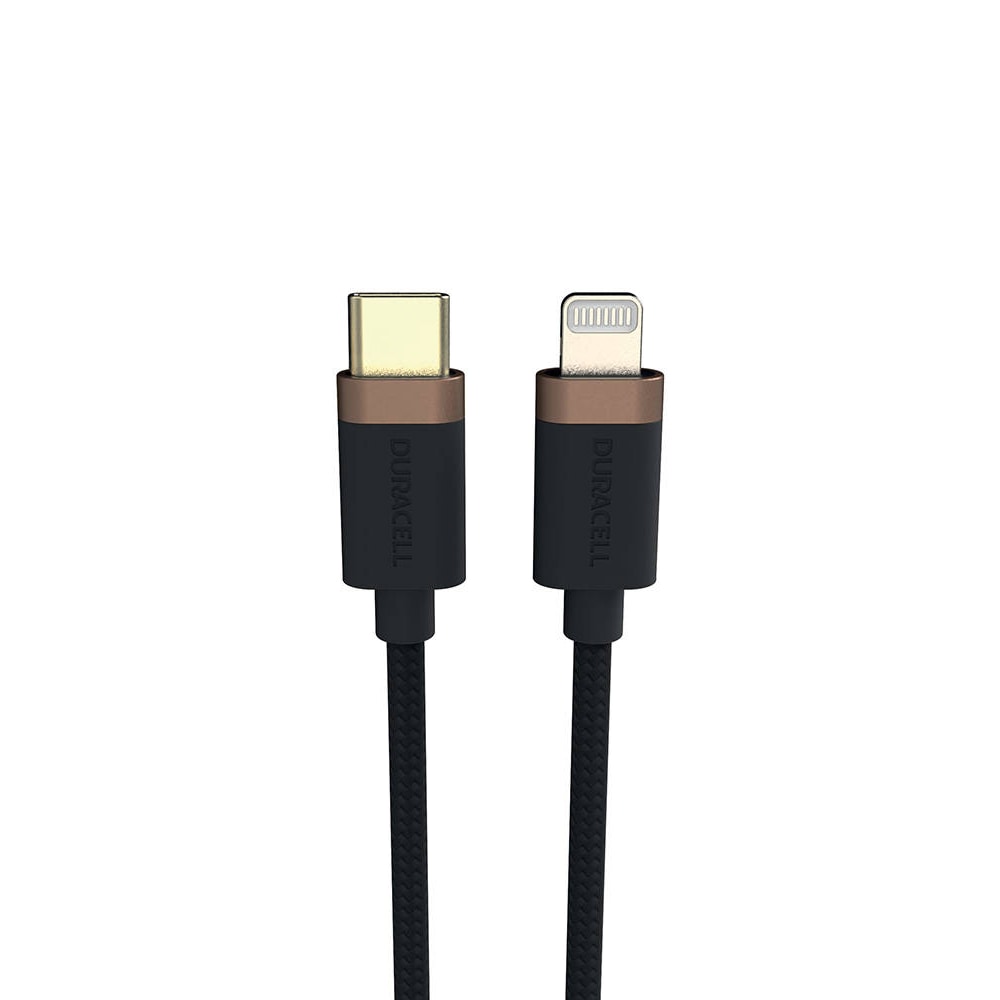 Duracell USB-C-Lightning-kaapeli 1m nopealla latauksella ja tiedonsiirrolla - Musta