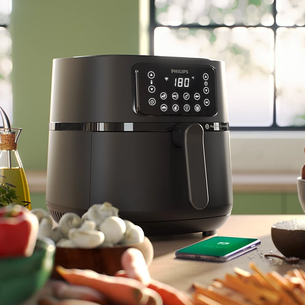 Philips Airfryer XXL Connected 5000 Series -ilmankuivain, jossa on 7,2 litran tilavuus ja NutriU-sovellus