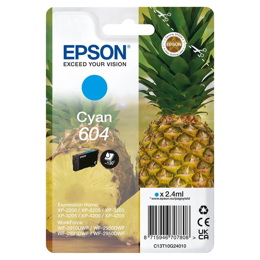 Epson 604 Mustekasetti C13T10G24010 - Cyan värinen