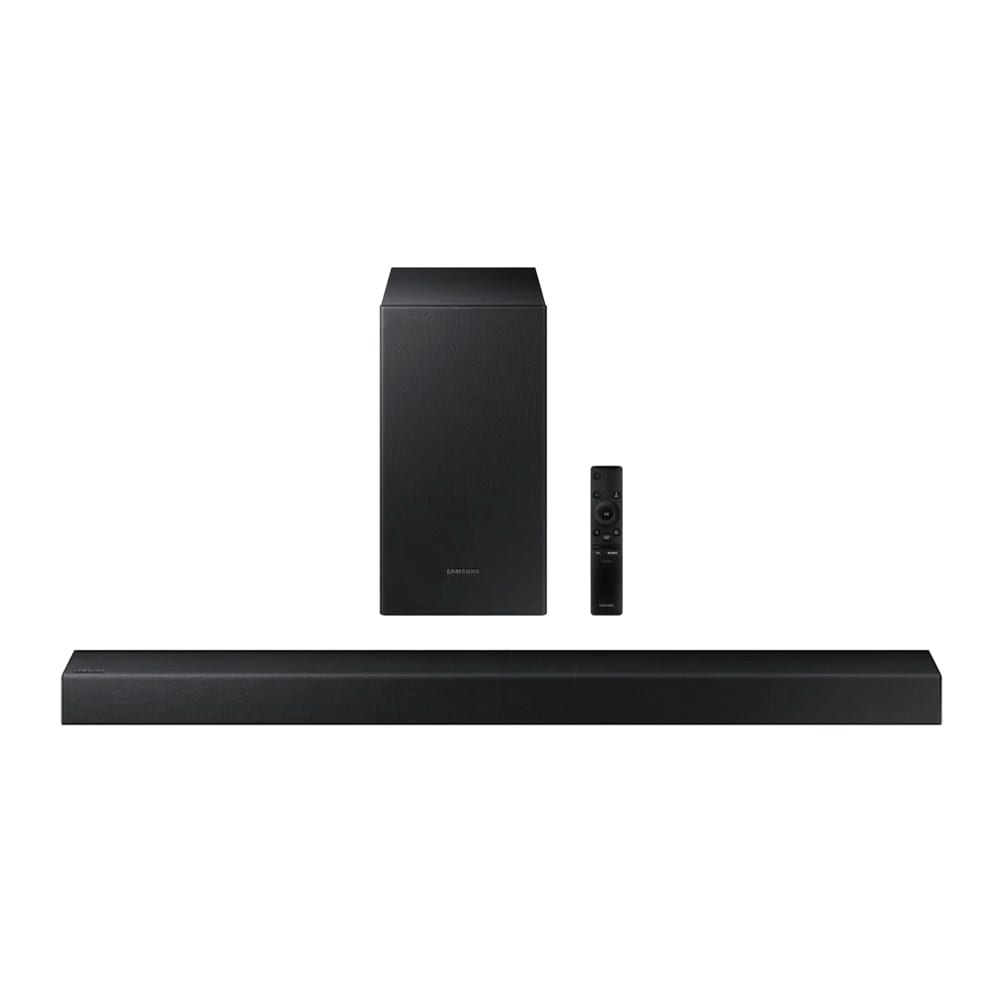 Samsung 2.1 Soundbar HW-T420, jossa on tehokas äänenlaatu ja langallinen subwooferi