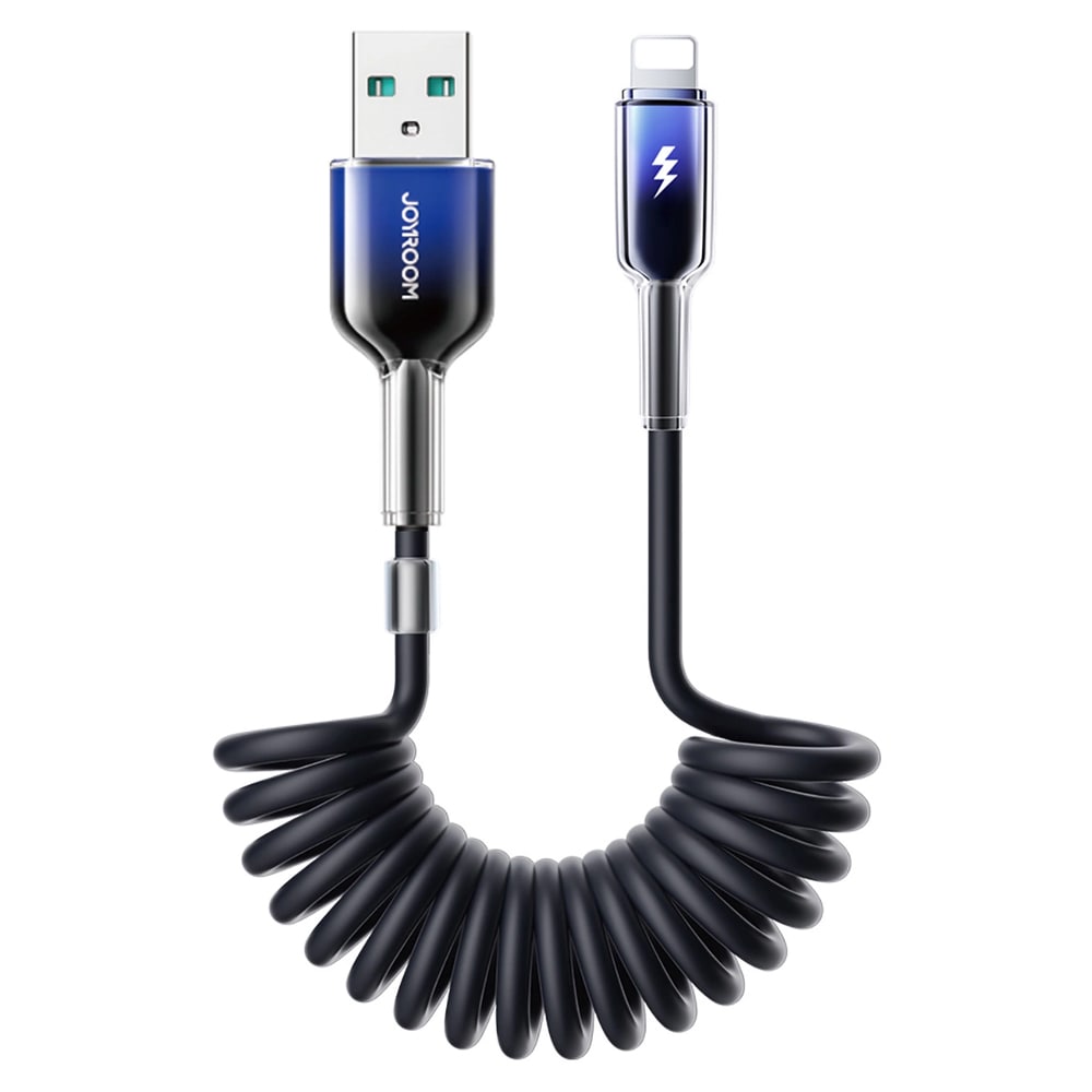 Joyroom Kristallinkirkas USB-kaapeli Spiral 3A USB-valaistukseen 1,5m - Svart